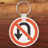 Geen U-bocht verkeersveiligheidssymbool Sleutelhanger (Voorkant)