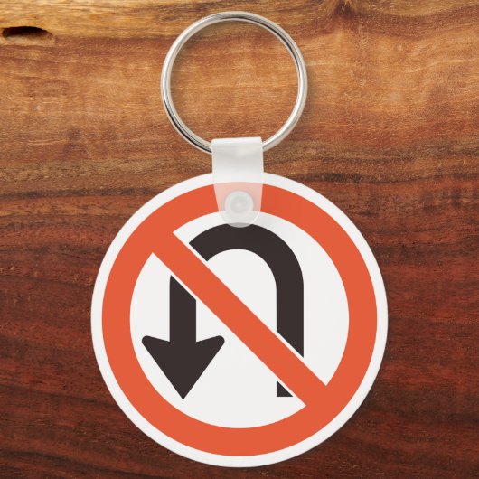 Geen U-bocht verkeersveiligheidssymbool Sleutelhanger (Voorkant)