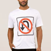 Geen U-bocht verkeersveiligheidssymbool T-shirt (Voorkant)