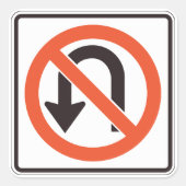 Geen U-bocht verkeersveiligheidssymbool Vierkante Sticker (Voorkant)