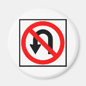 Geen U-bocht wegteken Magneet (Voorkant)