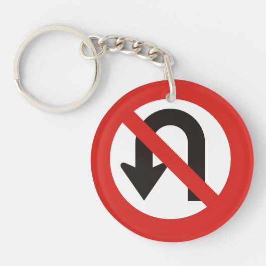 Geen U-Draai Sign. Sleutelhanger (Voorkant)