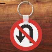 Geen U-Draai Sign. Sleutelhanger (Voorkant)