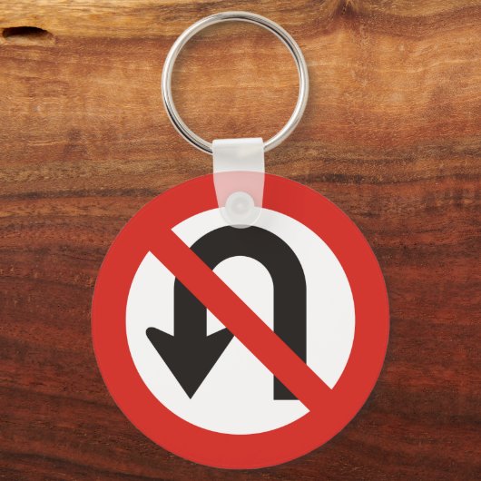 Geen U-Draai Sign. Sleutelhanger (Voorkant)