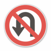 Geen U-Draaiteken Sticker (Voorkant)