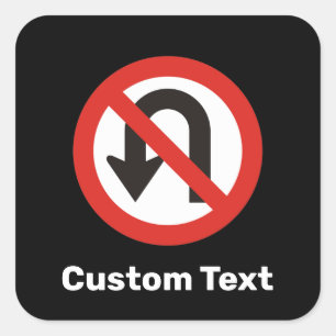 Geen U-Draaiteken Vierkante Sticker