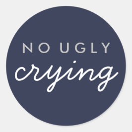 Geen Ugly Crying Wedding Favor Sticker Navy Silver