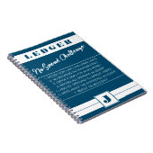 Geen uitgedructe uitdaging Ledger blauw en wit Ini Notitieboek (Rechterzijde)