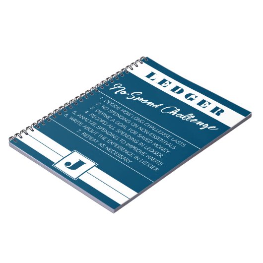 Geen uitgedructe uitdaging Ledger blauw en wit Ini Notitieboek (Linkerzijde)