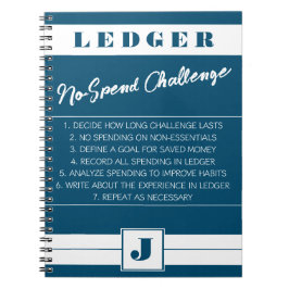 Geen uitgedructe uitdaging Ledger blauw en wit Ini Notitieboek