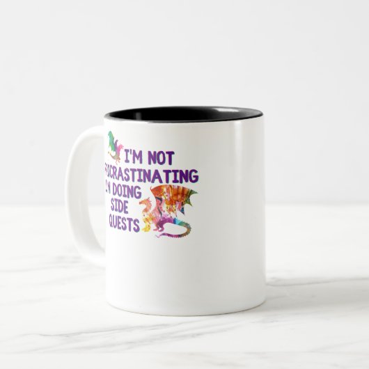 Geen uitputtende zijdelingse vragen Funny RPG Game Tweekleurige Koffiemok (Voorkant links)