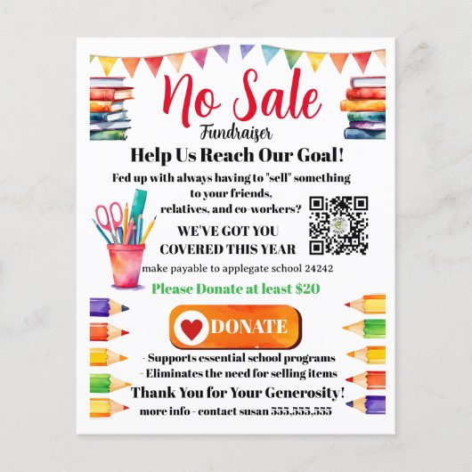 Geen UITVERKOOP fundraiser school evenement Flyer (Voorkant)