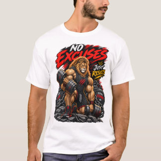 Geen Uitvluchten Alleen Resultaten Leeuw Gym Fitne T-shirt