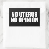 Geen Uterus Geen advies Pro Choice Quote Black Rechthoekige Sticker (Tas)