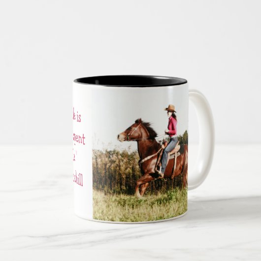 "Geen uur leven is ... Tweekleurige Koffiemok (Voorkant rechts)