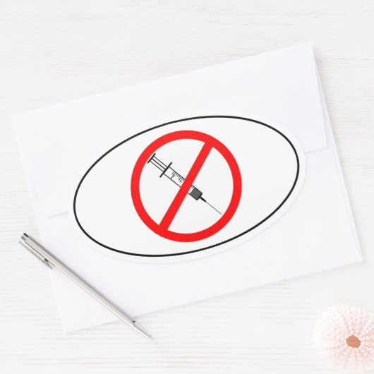 Geen vaccins ovale sticker (Envelop)