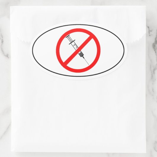 Geen vaccins ovale sticker (Tas)