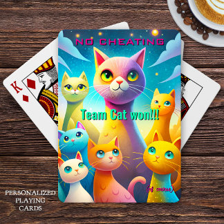 Geen Valsspelen Team Kat Won Whimsical Kleurrijke  Pokerkaarten
