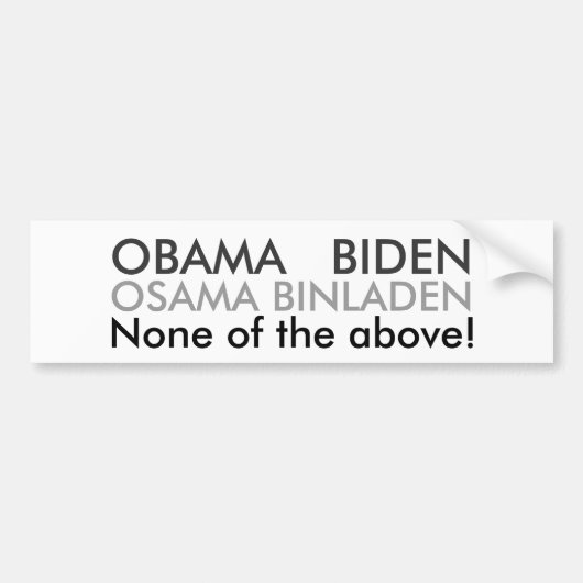 Geen van de bovenstaande! bumpersticker (Voorkant)