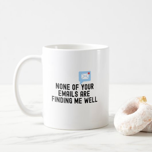 Geen van je e-mails, grappig collega cadeau idee koffiemok (Met donut)