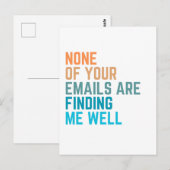 Geen van je e-mails, grappige collega-gag-geschenk briefkaart (Voorkant / Achterkant)