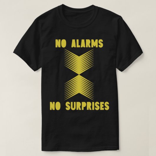 Geen verrassingen mosterd t-shirt (Design voorkant)