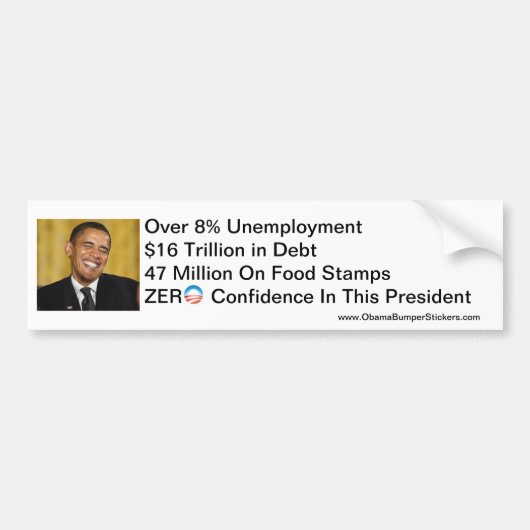 Geen vertrouwen antiObama Bumpersticker (Voorkant)