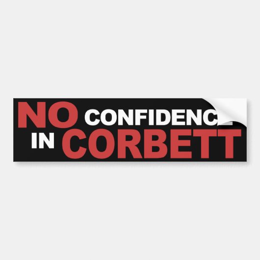 Geen vertrouwen in Corbett - Bumpersticker, zwart Bumpersticker (Voorkant)