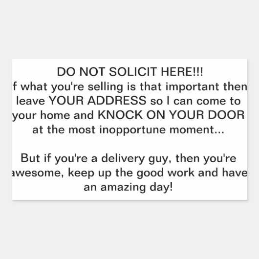 Geen verzoek rechthoekige sticker (Voorkant)