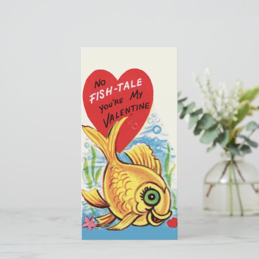  Geen Visstaart Schattigee Douane Retro Valentijn Feestdagenkaart (Staand voorkant)