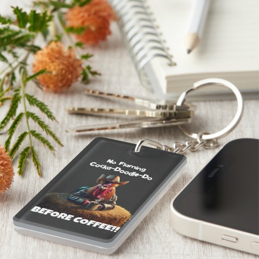 Geen vlammende Cocka-Doodle-Do Sleutelhanger (Voorkant Rechts)