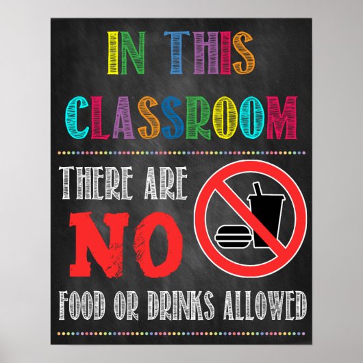 Geen voedsel of Drinken toegestaan Poster op schoo (Voorkant)