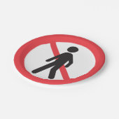 Geen voetgangers wegbord papieren bordje (Gekanteld)