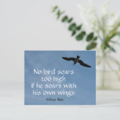 Geen vogel zwelt te hoog op tijdens de vlucht briefkaart (Staand voorkant)
