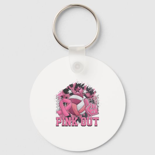 Geen Volleybal Ribbon Borstkanker Bewustzijn Sleutelhanger (Voorkant)