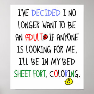 Geen Volwassenen Grappige Poster