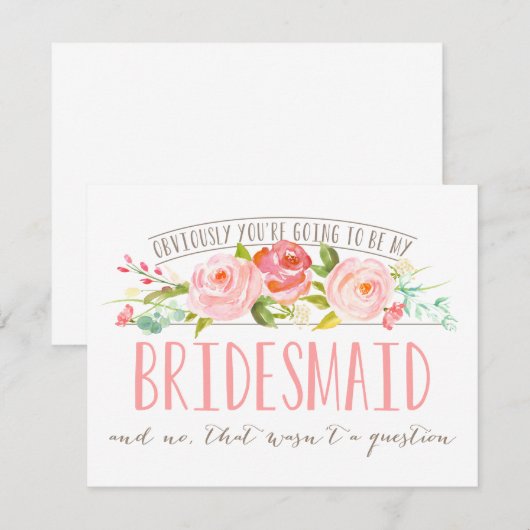 Geen vraag, Bridesmaid Roos Garden Kaart (Voorkant / Achterkant)