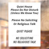 Geen vragen, religie, niet storen, rustig raamsticker (Vel 2)