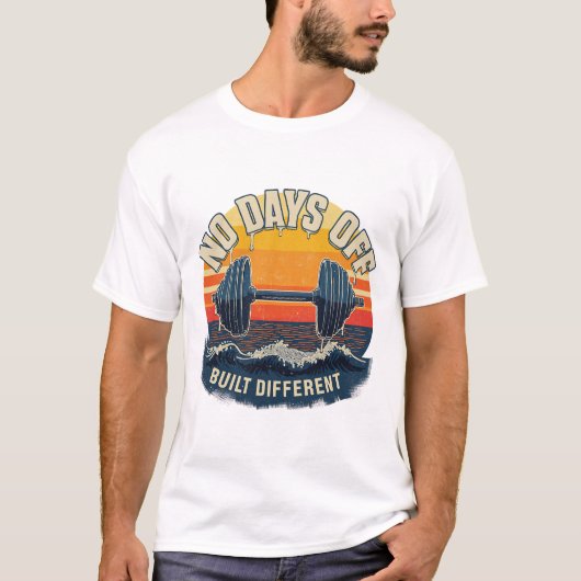 Geen vrije dagen Ander Retro Zonsondergang Gym Ha T-shirt (Voorkant)
