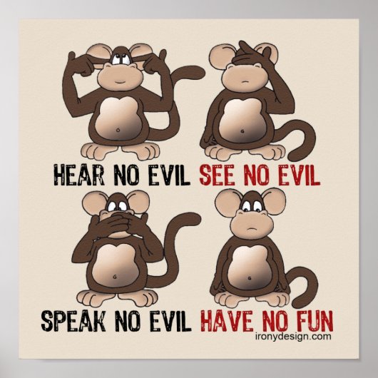 Geen vun-apen Humor Poster (Voorkant)