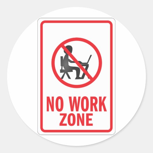 Geen waarschuwingsbord voor werkzone ronde sticker (Voorkant)
