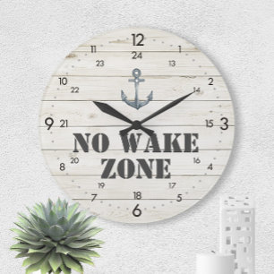 Geen Wake Zone Anchor 24-uurs Tijd Nautical Grote Klok