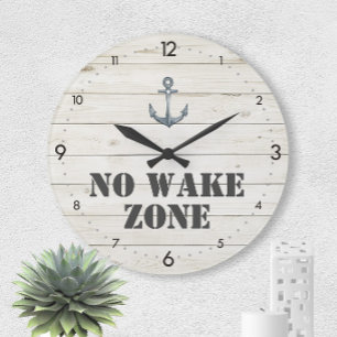 Geen Wake Zone Nautical Clock   Waterverf Anchor Grote Klok