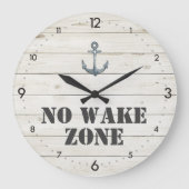 Geen Wake Zone Nautical Clock | Waterverf Anchor Grote Klok (Voorkant)
