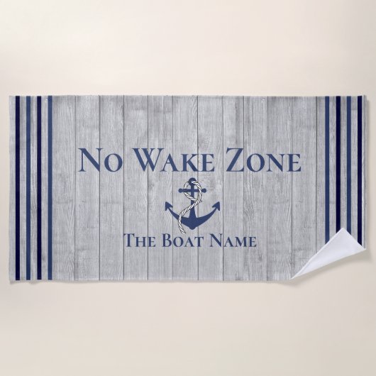 Geen Wake Zone Navy Anker Rope Nautical Strandlaken (Voorkant)