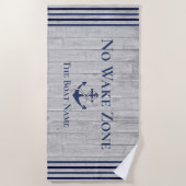 Geen Wake Zone Navy Anker Rope Nautical Strandlaken (Voorkant)