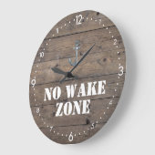 Geen Wake Zone Rustic Dark Wood + Anchor Nautical Grote Klok (Hoek)