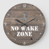 Geen Wake Zone Rustic Dark Wood + Anchor Nautical Grote Klok (Voorkant)