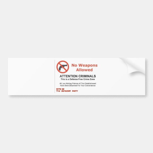 GEEN WAPENS TOEGESTAAN BUMPERSTICKER (Voorkant)