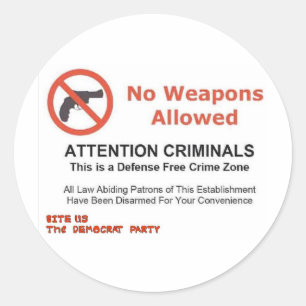GEEN WAPENS TOEGESTAAN RONDE STICKER